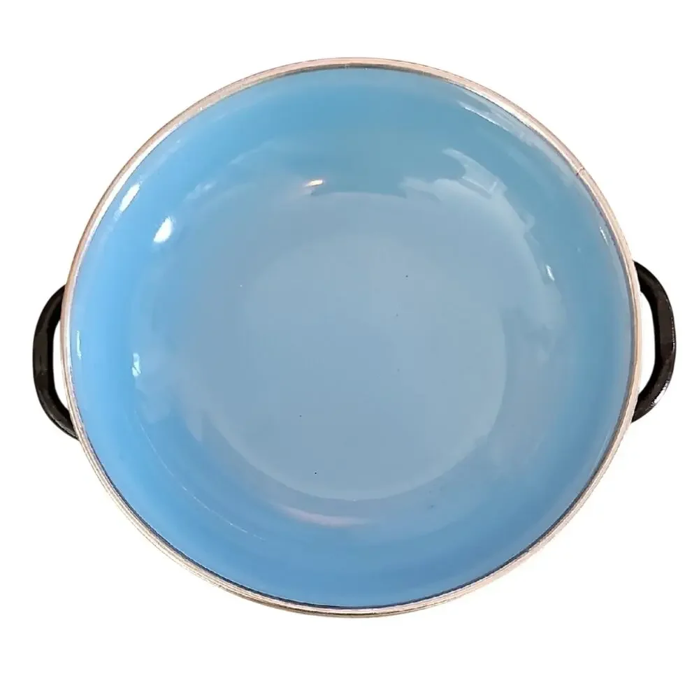 Made in Yugoslavia Blue Enamelware Single Serve Skillet 6.5